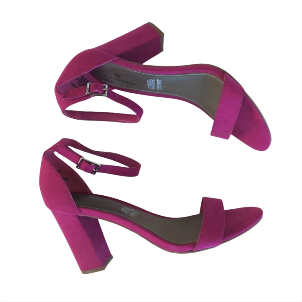 Worthington Beckwith Block Heel Open Toe Sandals 8 Fuchsia Pink - Picture 2 of 16